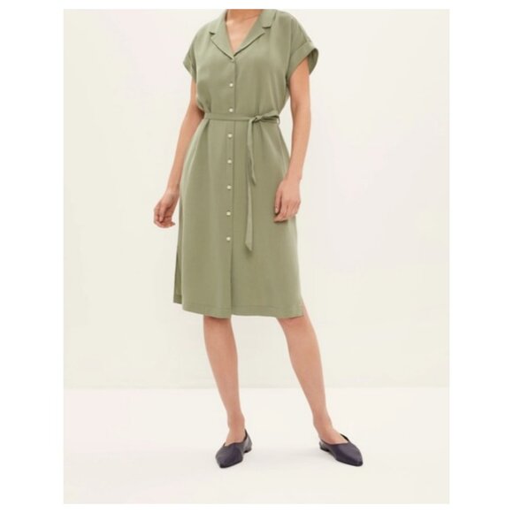 Frank & Oak Textured Camp Collar Midi Shirt Dress Button Down Up Front Casual XL - Picture 5 of 14